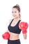 Boxer - Full length fitness woman boxing wearing boxing red gloves