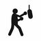 Boxer hitting the punching bag icon, simple style