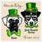 Boxer and Jack Russell Terrier - Dog Heads and elements of St. Patricks Day. Vector designs
