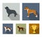 Boxer, pit bull, St. Bernard, retriever.Dog breeds set collection icons in flat style vector symbol stock illustration