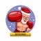 Boxer in Santa costume. boxing sport in christmas season character concept in cartoon illustration vector