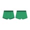 Boxer shorts in green color technical sketch. Boxers underpants