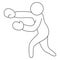 Boxer. Sketch. Vector icon. The athlete in boxing gloves is boxing. The man strikes with his fist. Isolated white background.