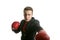 Boxer young competitive businessman isolated