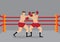 Boxers Punching in Boxing Ring Vector Illustration