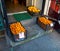 Boxes with madaras at the exit. Sale of tangerines in the market. Citrus boxes. Georgian fruits