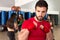 Boxing aerobox man portrait in fitness gym