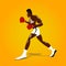 Boxing, afcican american boxer, isolated vector flat design illustration