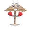 Boxing beach shelter buildings with palm cartoon