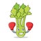 Boxing celery character cartoon style