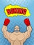 Boxing champion style of pop art with the babble box. Athlete r