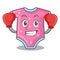 Boxing character baby clothes hanging on clothesline