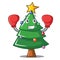 Boxing Christmas tree character cartoon