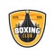 Boxing club icon with punching bag, boxing ring