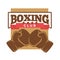 Boxing club logo label with two brown gloves