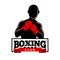 Boxing club logotype with sportsman in gloves silhouette