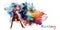 BOXING - Colourful watercolour web banner for Olympic Boxing