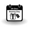Boxing Day icon. Simple flat calendar page of december 26, Boxing Day with present box with discount tag. Eps 10 vector