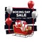 Boxing day sale poster with santa sled and balloons helium