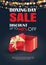 Boxing day sale with red gift box advertising poster template. Use for flyer, banner, christmas seasonal offer, discount
