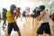 Boxing fighters exercising