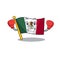 Boxing flag mexico in the cartoon shape