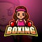 Boxing girl mascot esport logo design