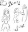 Boxing girls sketch set with gloves