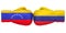 Boxing gloves with Columbia and Venezuela flags. Governments conflict concept, 3D rendering