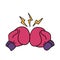 Boxing gloves punch cartoon art, sticker template