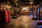 boxing gym interior with heavy bags and speed bags