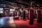 boxing gym interior with heavy bags and speed bags