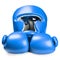 Boxing helmet and blue gloves