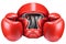 Boxing helmet and red gloves isolated