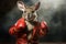 A boxing kangoroo with red boxing gloves