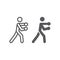 Boxing line and glyph icon, boxer and punch, boxing sport sign, vector graphics, a linear pattern on a white background.