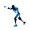 Boxing man, abstract blue isolated vector fighter, side view silhouette