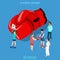 Boxing punch round sign boxer fighters flat isometric vector 3d