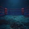 Boxing Ring in Dark Room for a Fight Night. Generative AI.