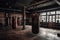 Boxing ring in the gym. Place for martial arts. Punching bags created by generative AI