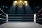 Boxing ring with illumination by spotlights