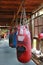 Boxing sand bags hanging
