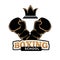 Boxing school club vector icon template of boxer arm in box glove
