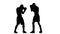 Boxing in silhouette in studio. Knee kick to the body