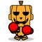 boxing skull pumpkin mascot cartoon