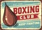 Boxing speed ball on old tin sign background