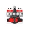 Boxing sport academy icon, gloves and punching bag