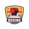 Boxing sport icon, kickboxing MMA gloves badge