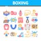 Boxing Sport Tool Collection Icons Set Vector