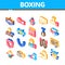 Boxing Sport Tool Isometric Icons Set Vector